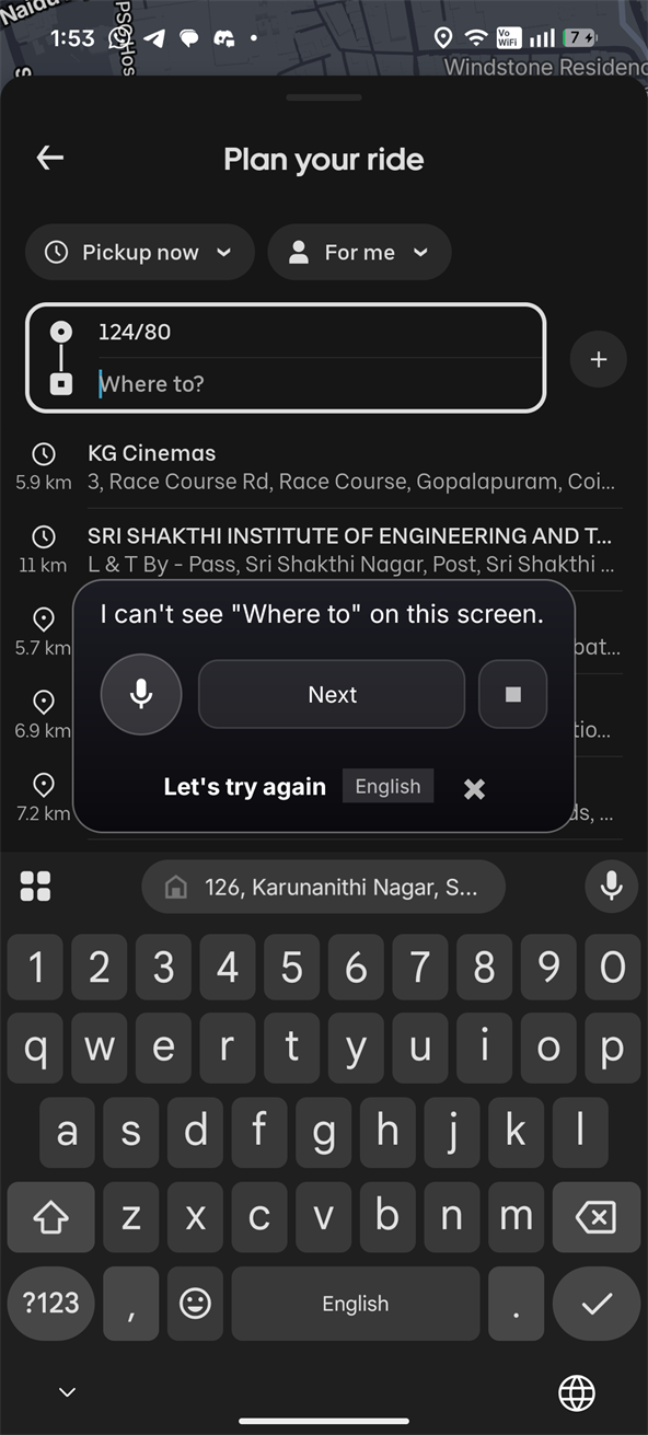 The assistant repositioned above an open keyboard